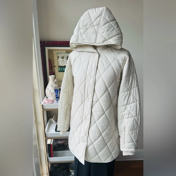 NWT Zara Off-White Quilted Puffer Jacket - Picture 3 of 9